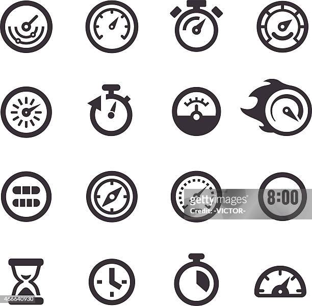 gauge and speedometer icons - acme series - speedometer stock illustrations
