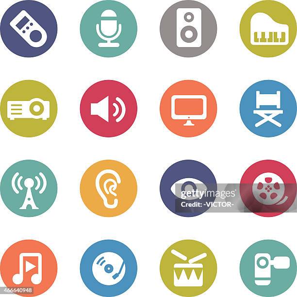 stockillustraties, clipart, cartoons en iconen met multimedia icon - circle series - ear drum