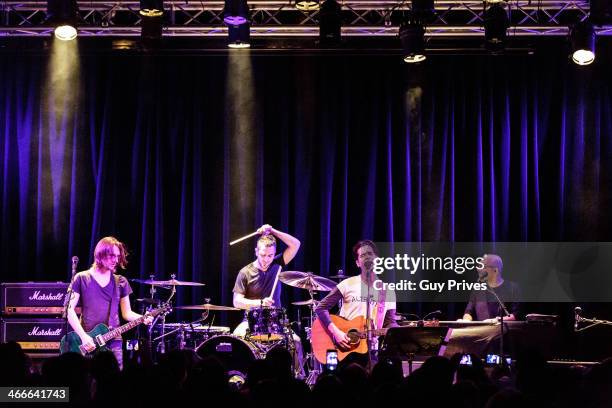 Steve Wilson, Tomer Z, Aviv Geffen and Eran Mitelman of Blackfield perform at Zappa Herzliya on February 2, 2014 in Tel Aviv, Israel.