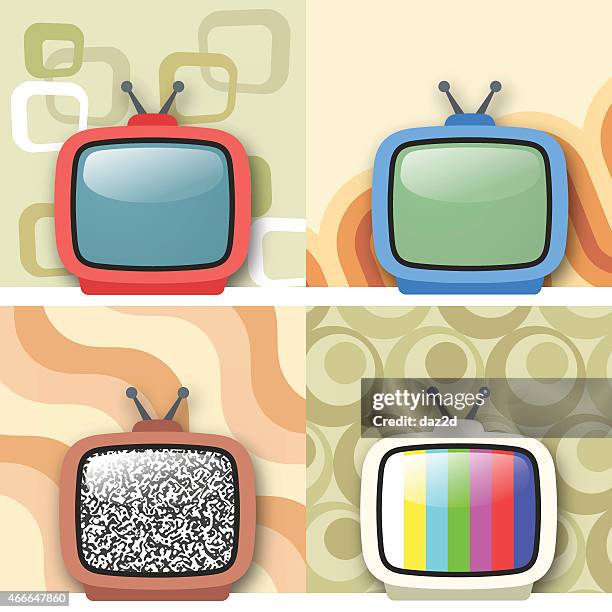 portable tv set - television set 1990s stock illustrations