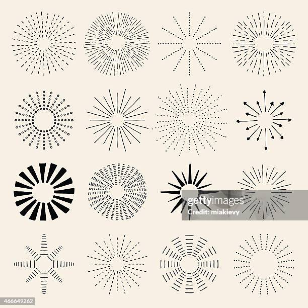 stockillustraties, clipart, cartoons en iconen met hand drawn sunburst - spring collection