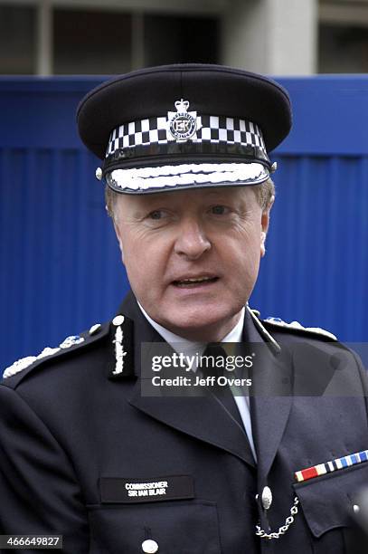 Sir Ian Blair, the new Commissioner of the Metropolitan Police, is seen here outside New Scotland Yard on his first day in office, ..