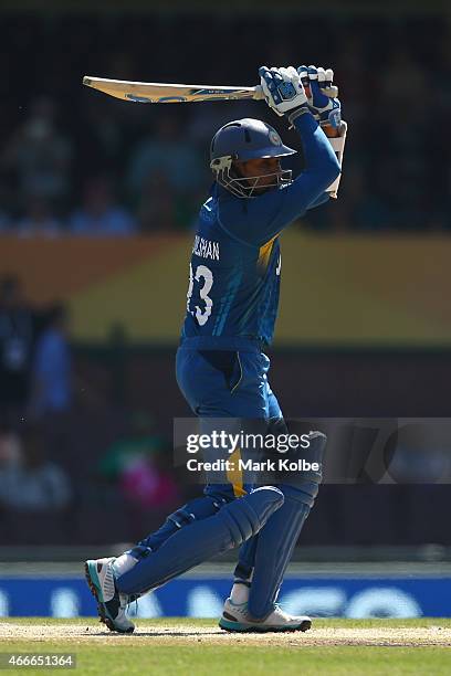 Tillakaratne Dilshan of Sri Lanka bats during the 2015 ICC Cricket World Cup match between South Africa and Sri Lanka at Sydney Cricket Ground on...