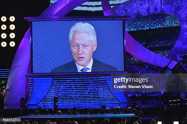 Former President Bill Clinton on screen during the 3rd Annual NFL Honors at Radio City Music Hall on February 1, 2014 in New York City.
