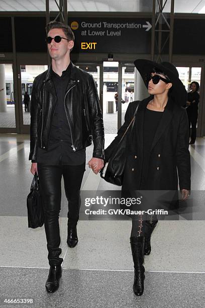 Willy Moon and Natalia Kills seen at LAX on March 17, 2015 in Los Angeles, California.