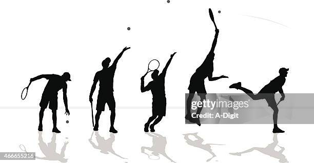 tennisplayer - follow through stock illustrations