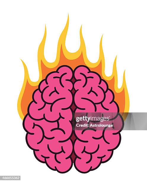 burning brain - extraordinary experience stock illustrations