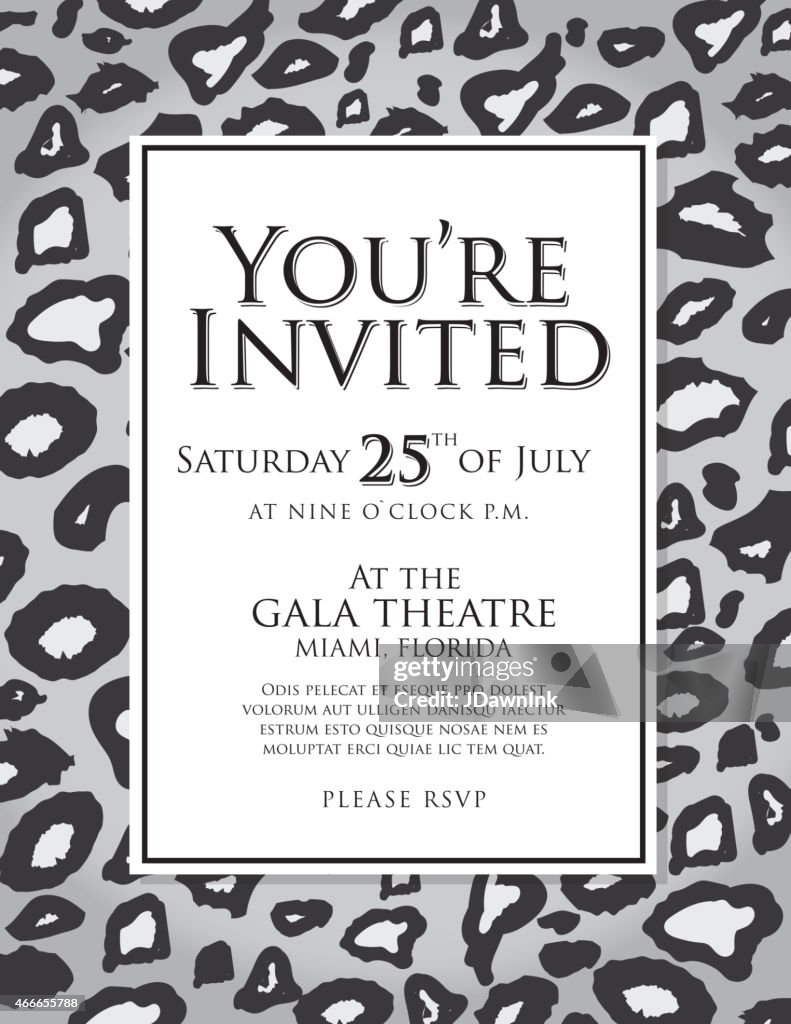 Generic noir et blanc, impression peau de léopard modèle d'invitation design