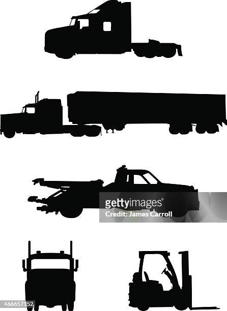 sammlung von arbeit lkw und gro�ße fahrzeuge  - trucker stock-grafiken, -clipart, -cartoons und -symbole