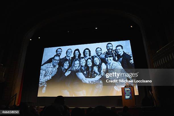 Co-founder Louis Black takes part in the SXSW Film Awards during the 2015 SXSW Music, Film + Interactive Festival at Paramount Theatre on March 17,...