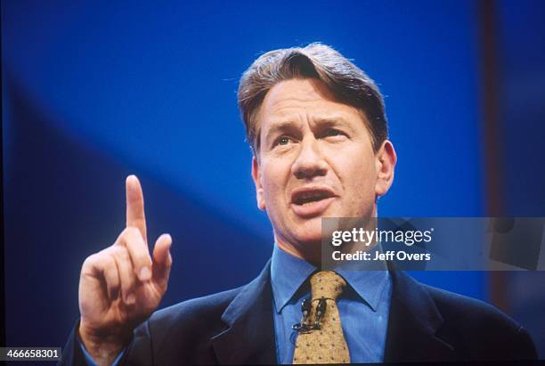 Rt Hon Michael Portillo speaking at the Conservative Party conference 2000., Shadow Chancellor of the Exchequer giving a speech at the annual...