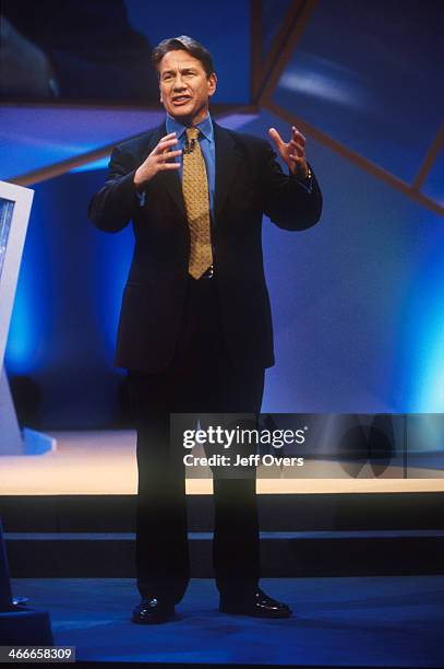 Rt Hon Michael Portillo speaking at the Conservative Party conference 2000., Shadow Chancellor of the Exchequer giving a speech at the annual...