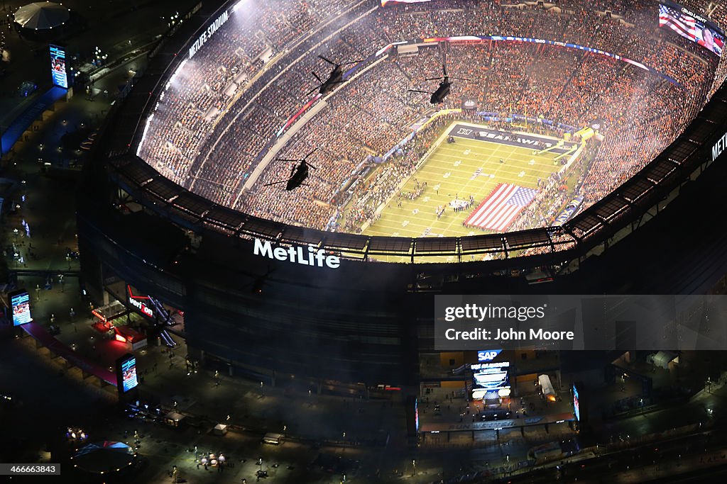 An Aerial View Of Super Bowl XLVIII