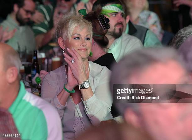 Recording Artist Lorrie Morgan watches her son Jesse Keith Whitley perform during, I Am A Woman Benefit Concert to honor long-time music industry...