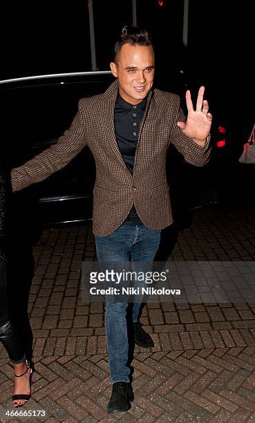 Gareth Gates is seen arriving at his Hotel, Borehamwood on February 2, 2014 in London, England.
