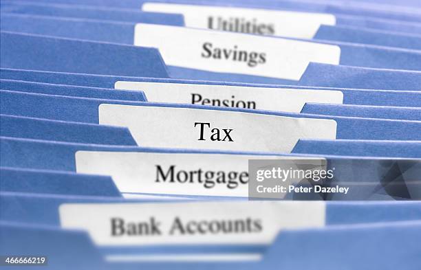 hanging files/tax - hm revenue and customs stockfoto's en -beelden