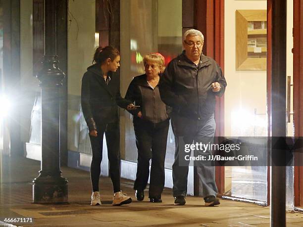 Mila Kunis with her parents Elvira Kunis and Mark Kunis are seen on May 20, 2013 in London, United Kingdom.