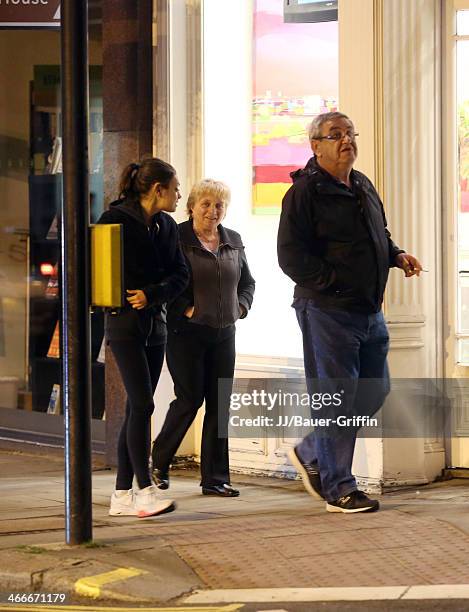 Mila Kunis with her parents Elvira Kunis and Mark Kunis are seen on May 20, 2013 in London, United Kingdom.