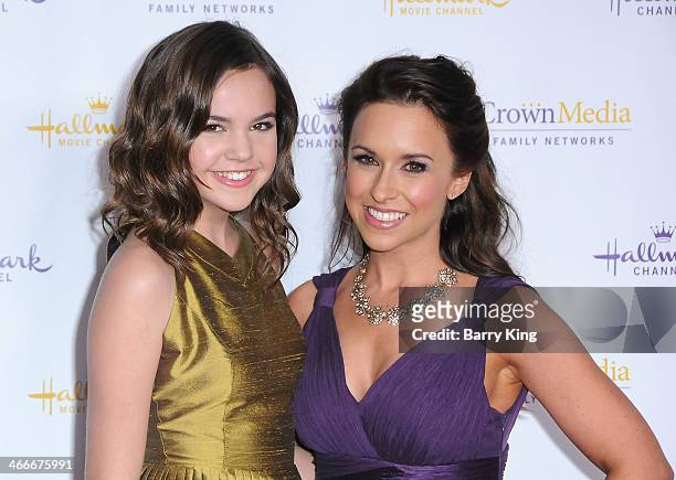 Actresses Bailee Madison and Lacey Chabert arrive at the Hallmark Channel & Hallmark Movie Channel 2014 Winter TCA Party on January 11, 2014 at The...