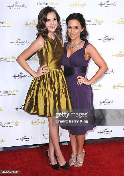 Actresses Bailee Madison and Lacey Chabert arrive at the Hallmark Channel & Hallmark Movie Channel 2014 Winter TCA Party on January 11, 2014 at The...