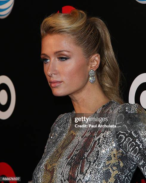 Personality Paris Hilton attends the official launch party for Beats Music from Beats By Dr. Dre at Belasco Theatre on January 24, 2014 in Los...