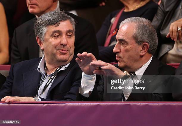 Jean-Francois Cirelli, Director-General of GDF Suez and Jean Gachassin, president of the French Tennis Federation attend the final of the 22nd Open...