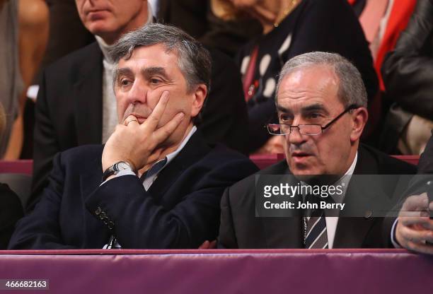 Jean-Francois Cirelli, Director-General of GDF Suez and Jean Gachassin, president of the French Tennis Federation attend the final of the 22nd Open...