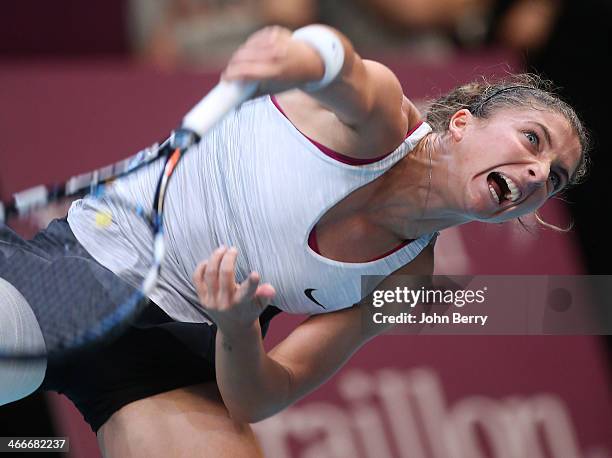 Sara Errani of Italy in action against Anastasia Pavlyuchenkova of Russia during the final of the 22nd Open GDF Suez held at the Stade de Coubertin...