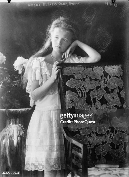 Grand Duchess Olga Nikolaevna was the eldest child of Tsar Nikolas and Tsarina Alexandra of Russia, mid to late 1900s.