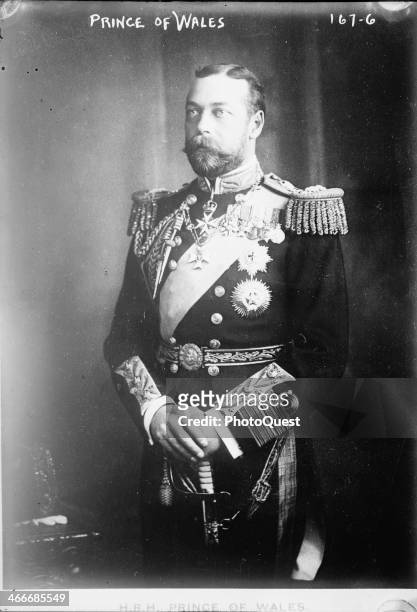 Portrait of George , Prince of Wales, mid to late 1900s. At the time this photo, he was the second son of King Edward the VII of England and later...