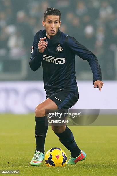 Inter Milan's midfielder Ricardo Gabriel Alvarez controls the ball during the Italian Serie A football match Juventus Turin vs Inter Milan on...