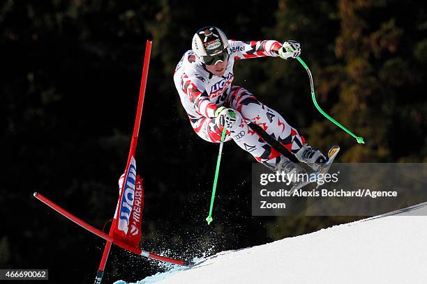 Hannes Reichelt of Austria takes 2nd place in the overall World Cup downhill during the Audi FIS Alpine Ski World Cup Finals Men's Downhill on March...