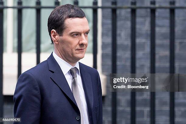 George Osborne, U.K. Chancellor of the exchequer, leaves 11 Downing Street in London, U.K., on Wednesday, March 18, 2015. U.K. Unemployment fell to...