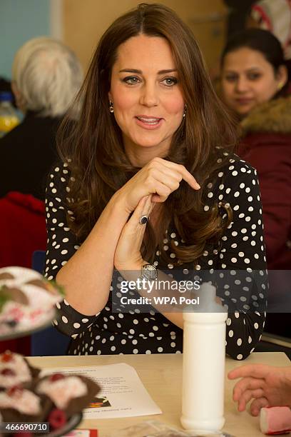 Catherine, Duchess of Cambridge visits the Brookhill Children's Centre in Woolwich to find out about the work of Home Start on March 18, 2015 in...