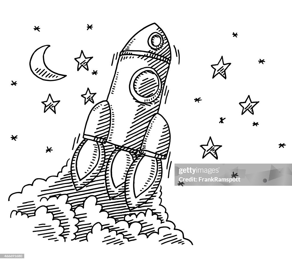 Ascending Rocket Spaceship Drawing High-Res Vector Graphic - Getty Images