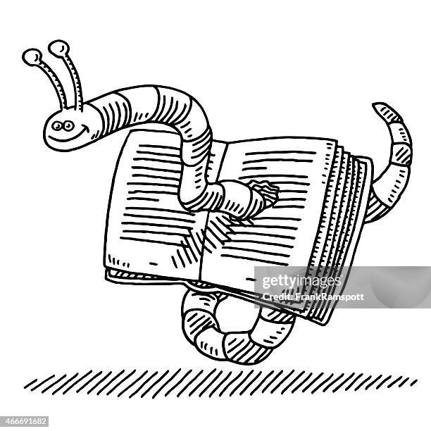 bookworm cartoon reading drawing - book worm stock illustrations