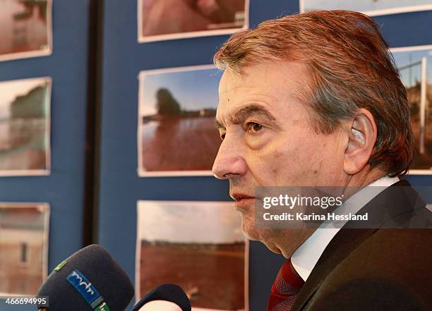 President Wolfgang Niersbach attends a media event as the DFB and League Council hand over donations to the German Flood Aid on February 3, 2014 in...