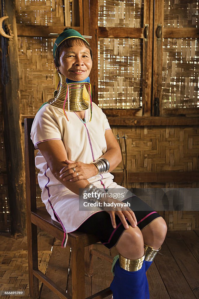 Portrait of woman from Long Neck Padaung Tribe, Myanmar