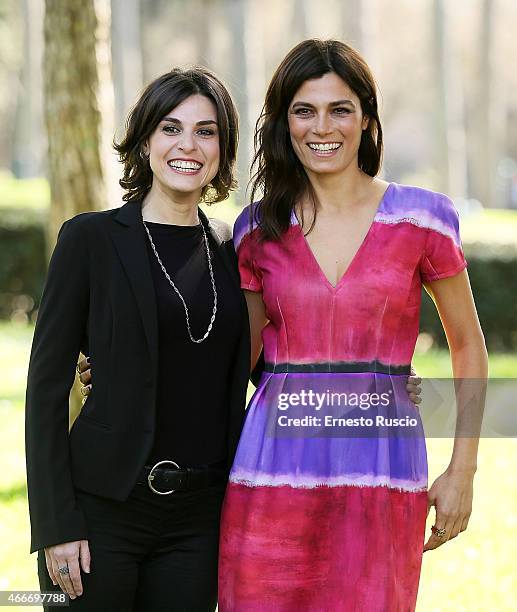 Daniela Marra and Valeria Solarino attend the 'La Terra Dei Santi' photocall at LA Casa Del Cinema on March 18, 2015 in Rome, Italy.