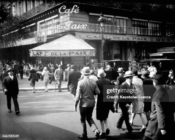 Circa 1920: The Cafe de la Paix circa 1920 in Paris, France.