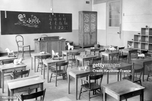 Nursery school in 1928 in Paris, France.