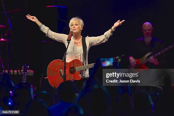 Recording Artist Lorrie Morgan performs during the I Am A woman Benefit concert honoring Debbie Ballentine at Wildhorse Saloon on March 17, 2015 in...