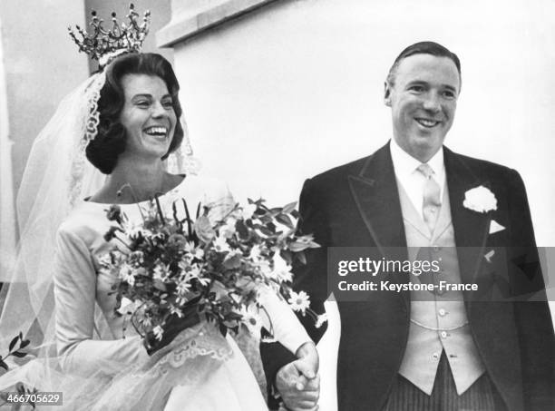 Princess Margaretha of Sweden and Englishman John Ambler getting married on June 30, 1964 in Stockholm, Sweden.