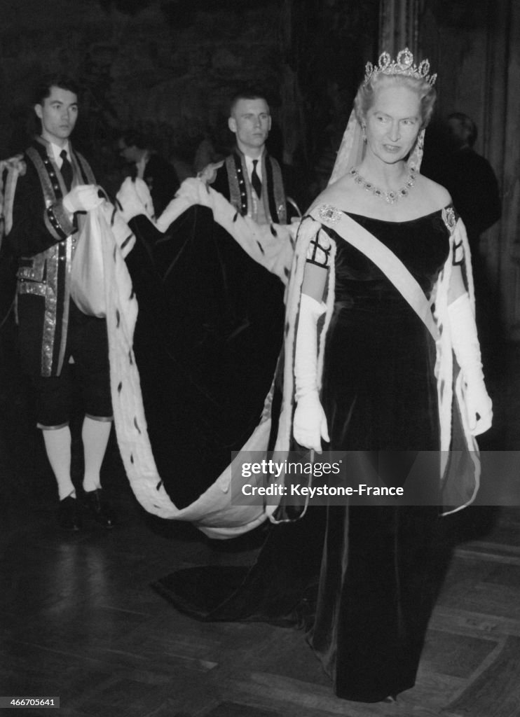 Princess Sibylla Of Sweden On Her Way To The Hall Of State In The Traditional Swedish Court Dress