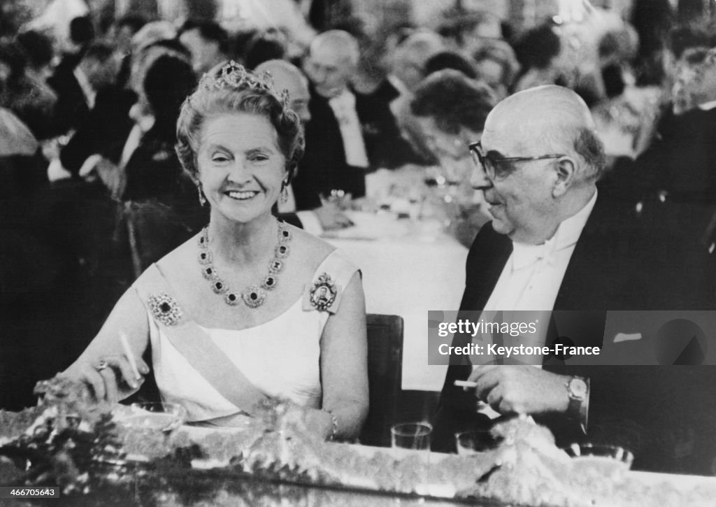 Princess Sibylla Of Sweden And Greek Poet Giorgos Seferis Attending The Nobel Prize Ceremony