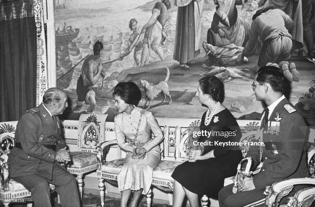 King Bhumibol Adulyadej Of Thailand With Francisco Franco In Spain