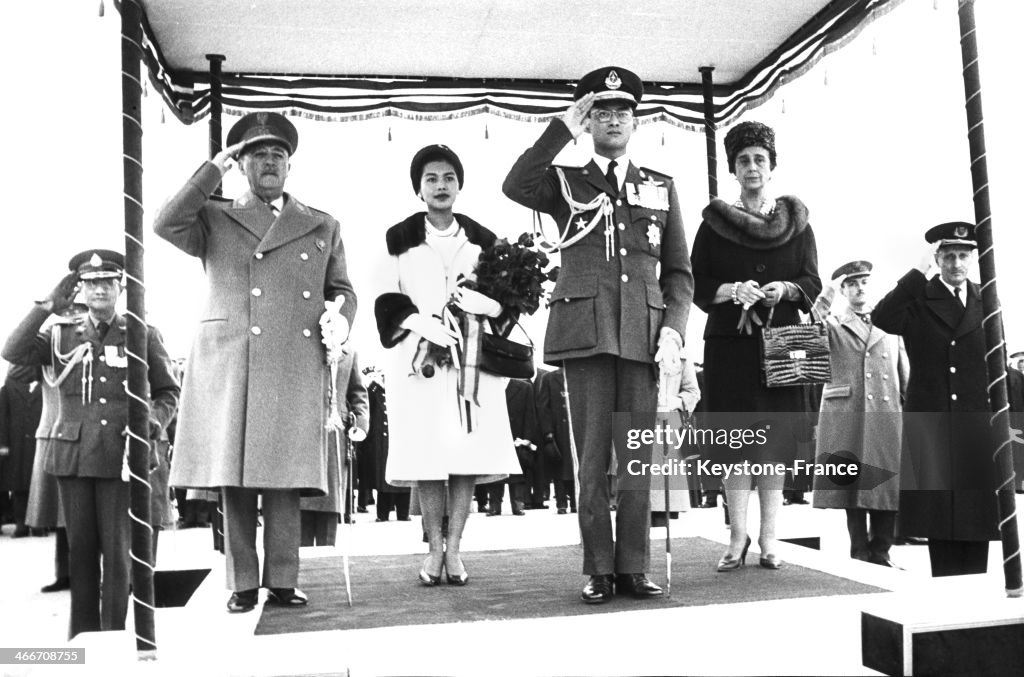King Bhumibol Adulyadej Of Thailand With Francisco Franco In Spain