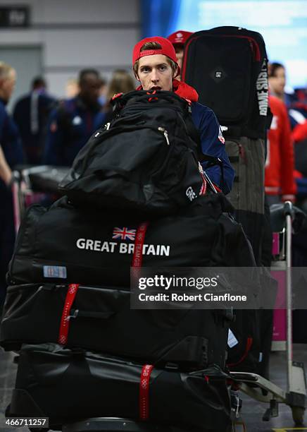 Ben Kilner of Great Britain arrives at Sochi International Airport ahead of the Sochi 2014 Winter Olympics on February 3, 2014 in Sochi, Russia.