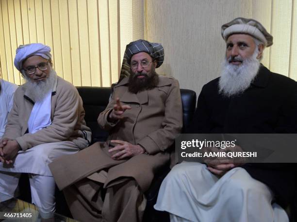 Members of a committee from Tehreek-e-Taliban Pakistan which was set up to hold talks with the government of Pakistan, chief cleric of Islamabad's...