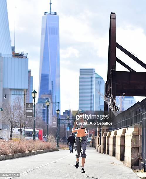 Elena Kurnosova is seen along the West Side Highway on March 18, 2015 in New York City.